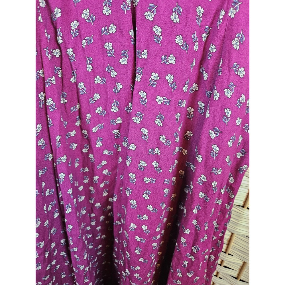Loft Womans Long Burgundy Floral Dress Sz 10 Bloomcore Cottagecore - Picture 5 of 13
